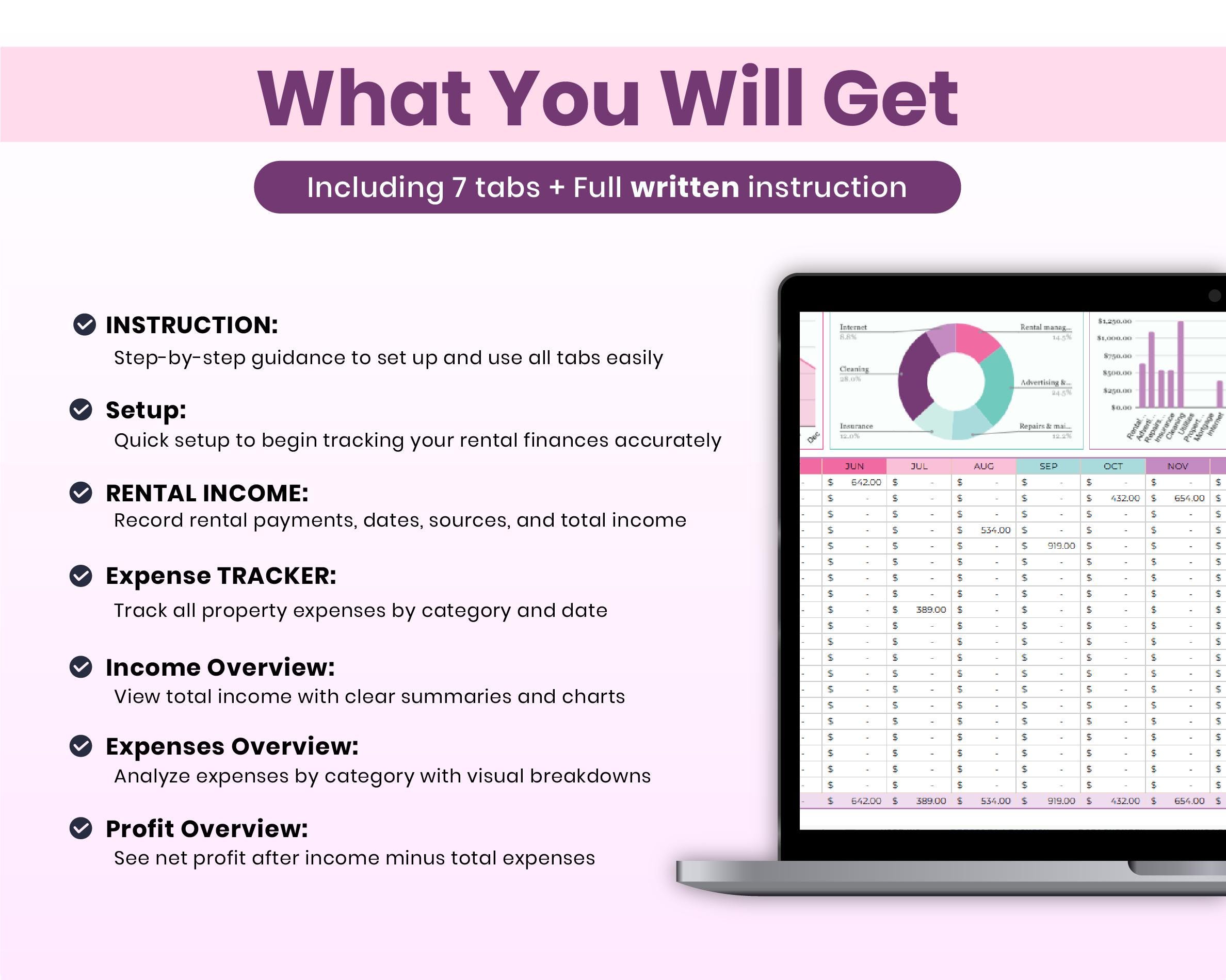 Rental Property Tracker Google Sheets Template - Income & Expense ...