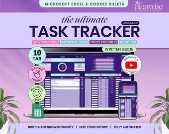 Task Tracker Spreadsheet Template: To-Do List, Project Planner (Digital Download)