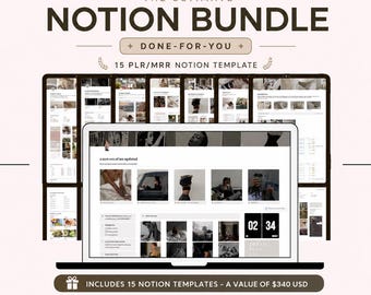 15 PLR MRR Notion Templates | Life, Student, Fitness Planners (Digital Download)