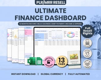 PLR Budget Spreadsheet, Finance Tracker, Google Sheets MRR (Digital Download)