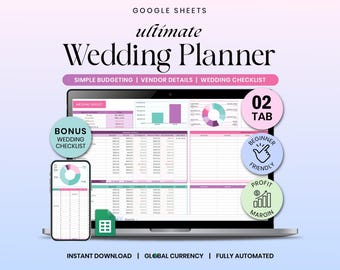 Boho Wedding Planner Spreadsheet, Budget Tracker, Checklist (Digital Download, Google Sheets )