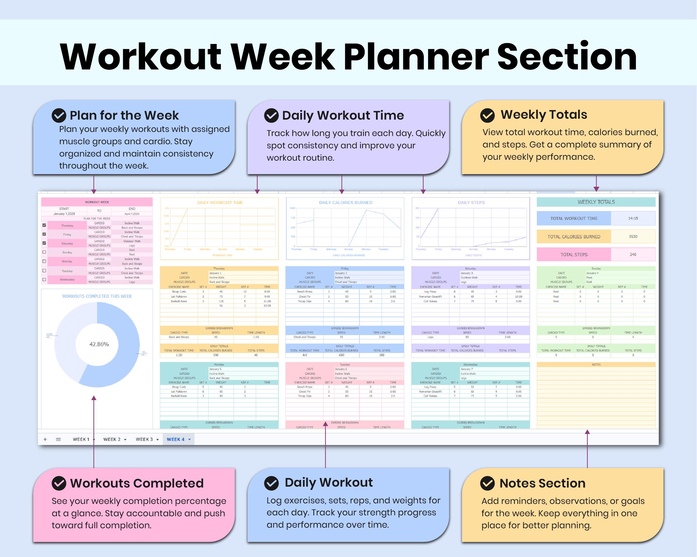 PLR Workout Planner Google Sheets Plr Exercise Tracker Spreadsheet ...