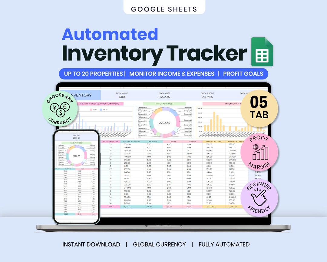 Inventory Tracker Spreadsheet: Small Business Google Sheets Template ...