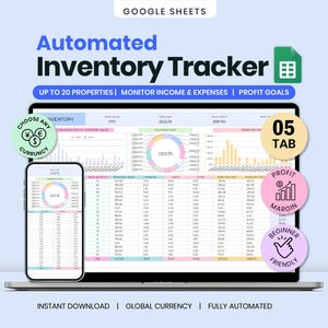 Inventory Tracker Spreadsheet: Small Business Google Sheets Template (Digital Download, 3 Bonuses Included!)