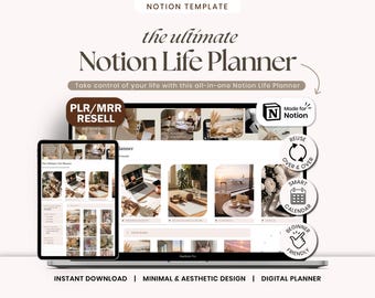 PLR Notion Template  PLR & MRR Life and Self-Care Templates Master Resell Right (Digital Download)
