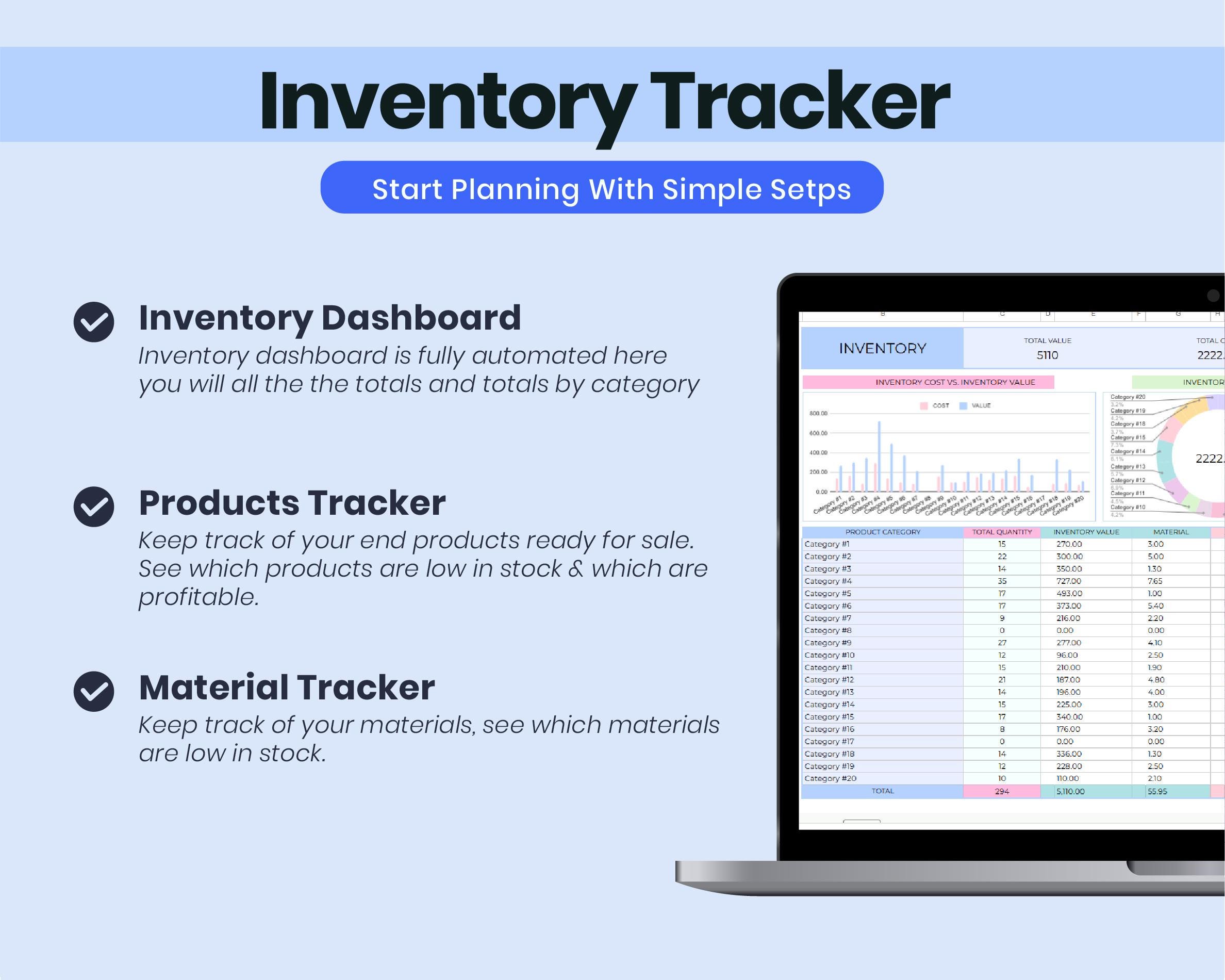 Inventory Tracker Spreadsheet: Small Business Google Sheets Template ...
