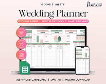 Wedding Planner Spreadsheet, Budget Tracker, Guest List (Digital Download, Google Sheets & Excel)