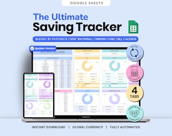 Savings Tracker Sinking Funds Tracker Google Sheets Excel Spreadsheet Money Saving Planner (Digital Download)