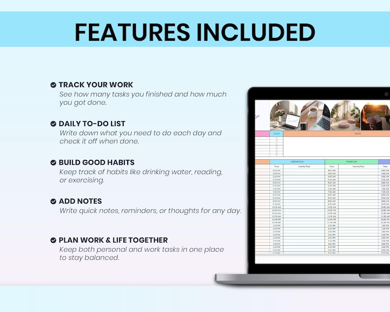 Weekly Time Blocking Planner Spreadsheet, 24 Hour Schedule (digital ...