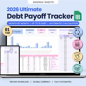 Debt Payoff Tracker, Snowball Avalanche Calculator For Google Sheets Template (Digital Download)
