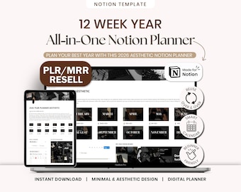 PLR 2026 Notion Planner: PLR MRR 12 Week Year All-in-One Dashboard (Digital Download)