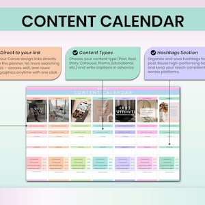 Planificador de contenido para redes sociales, Calendario de contenido de Hojas de cálculo de Google (Descarga digital) imagen 4