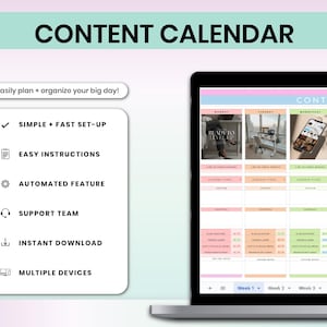 Planificador de contenido para redes sociales, Calendario de contenido de Hojas de cálculo de Google (Descarga digital) imagen 7