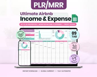 PLR Airbnb Budget Spreadsheet, plr google sheets digital product (Instant Download)
