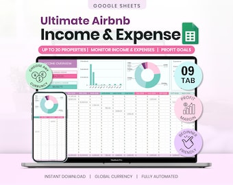 Airbnb Income and Expense Tracker Spreadsheet, Vacation Rental Management (Digital Download