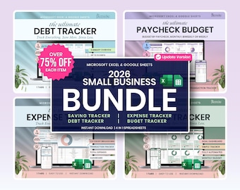 Small Business Budget Bundle, Expense, Saving, Debt Tracker Paycheck Budget (Google Sheets)