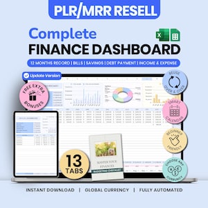 Hoja de cálculo para revendedores con presupuesto de PLR MRR, herramienta de seguimiento financiero de Google Sheets, producto PLR (descarga digital)