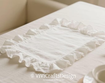 Tencel Leinen Tischset | Rustikales Esszimmer Tischset Set | Rechteck Tischwäsche Tischset | Wiederverwendbare Servietten Nachhaltig | Tischsets im Set