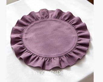 Rundes Rüschen-Tischset | Reine Baumwolle Tischsets für das Abendessen