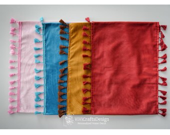 Tassels Tischset 2,3,4 | Handgemachte Samt Tischset | Personalisierte Esstisch Set | Boho Quaste Tischsets | Rechteck Tischset