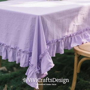 Ruffled Tablecloth | Baby Shower Tablecloth | Violet Tablecloth | Personalize Tablecloth | Party Tablecloth With Ruffle | Wedding Decor