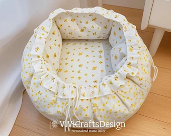 Custom Cat Bed | Pure Cotton Pet Furniture | Handmade Pet Bed | Washable Animal Bed | Personalize Comfy Pets Bedding %100 Naturel