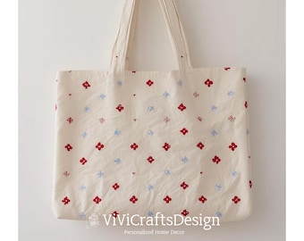 Umhängetasche bestickt | Anpassbare Tasche | Floral Delight Tragetasche | Alltagsschick | Bestickte Einkaufstasche | Geschenk für Sie