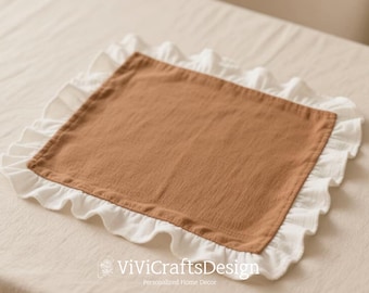Rechteck Baumwolle Serviette | Benutzerdefinierte Tischset | Rustikales Esszimmer Tischset Mit Rüschen Verschiedenen Farben | Platzset Set | Tisch Dekor