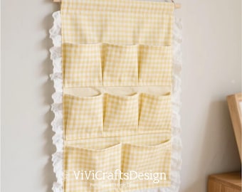 Wall Pocket Organizer | Cotton Wall Hanging Storage With Multiple Pockets | Pocket Organiser for Nursery | Craft Room Wall Organizer