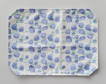 Elegent Tulip Florals Tischset 2,3,4 | Hitzebeständige Tischsets | Rechteckige Wendeunterlage | Wiederverwendbare Baumwollstoff-Platzdeckchen