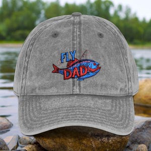 Vintage Embroidered Cap for Dads, Fishing Gift for Father&#39;s Day, Fly Dad Hat, Outdoor Lifestyle, Dad Camping Accessories, Unique Sports Cap