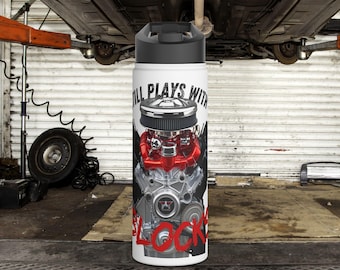 Stainless steel Water Bottle, Car Enthusiast Mechanic Gift for Him, Father&#39;s Day Gift, Hemi Engine, Funny Dad Humor,Car Humor,Gift for him