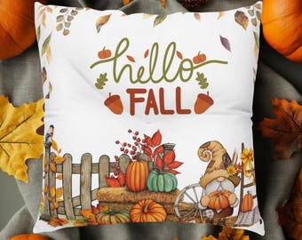 Tufted Fall Floor Pillow: Pumpkin Gnome Autumn Decor