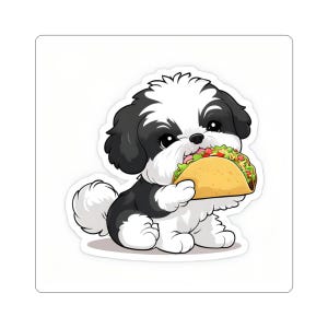 Cute Taco Dog Stickers - Playful Pet Decor, Dog Lover Gifts, Laptop Stickers, Cute Gifts for Friends, Adorable Animal Art