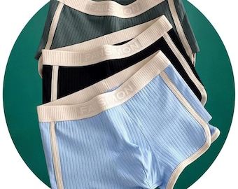 Men's Ribbed Boxer Briefs 3-Pack – Breathable Cotton Comfort Fit Trunks