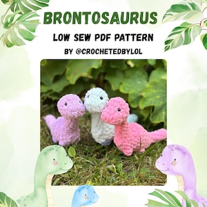 Mini Brontosaurus Crochet Pattern - Easy beginner crochet dinosaur pattern
