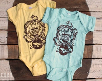 Firefly Baby Bodysuit & Toddler T-shirt | I Aim To Misbehave Serenity Bodysuit | Gender Neutral Geeky Baby Gift