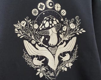 Mushroom Sweatshirt | Botanical Witchcore Cottagecore | Hand Screen Printed Nature Witch Crewneck
