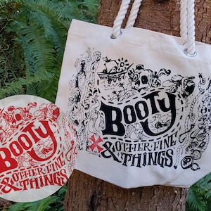 Booty and other fine things Tote Bag | Pirate's Booty Rope Handle Tote Bag | Stede Bonnet & Blackbeard Tote Bag