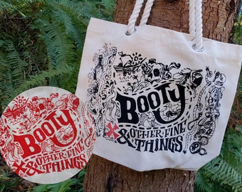 Booty and other fine things Tote Bag | Pirate's Booty Rope Handle Tote Bag | Stede Bonnet & Blackbeard OFMD Tote Bag