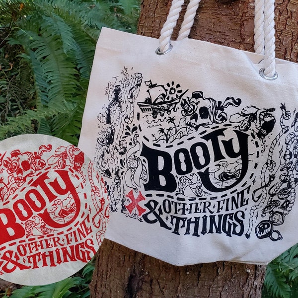 Booty and other fine things Tote Bag | Pirate's Booty Rope Handle Tote Bag | Stede Bonnet & Blackbeard Tote Bag