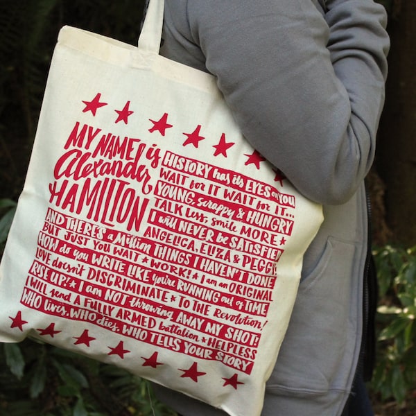 Hamilton Tote Bag | Alexander Hamilton Quote Bag | Broadway Musical Theater Lyrics Tote Bag