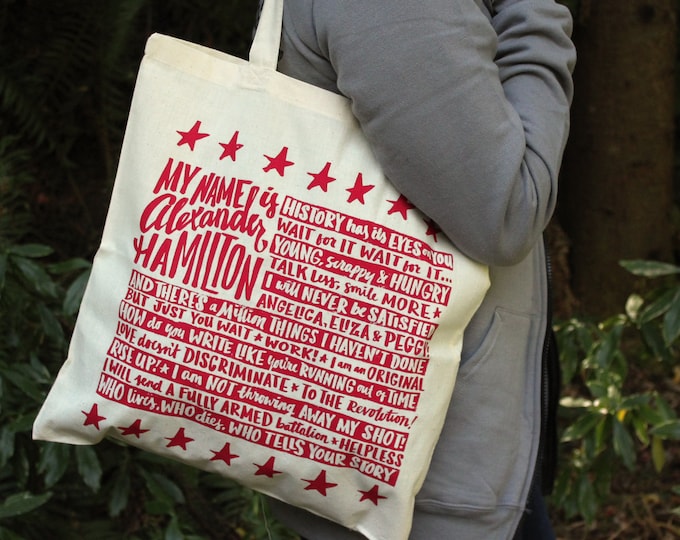 Hamilton Lyrics Tote Bag | Broadway Musical Quote Design