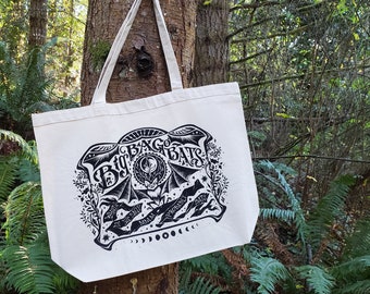 Big Bag of Bats Tote Bag | A witchy tote bag to hold all your bats and other spooky things | Extra Large Tote Bag