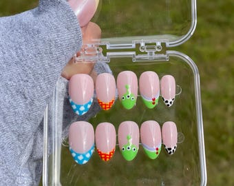 Pixar Theme Press On Nails – Playful and Colorful Manicure – Toy Story Inspired – Handmade False Nails