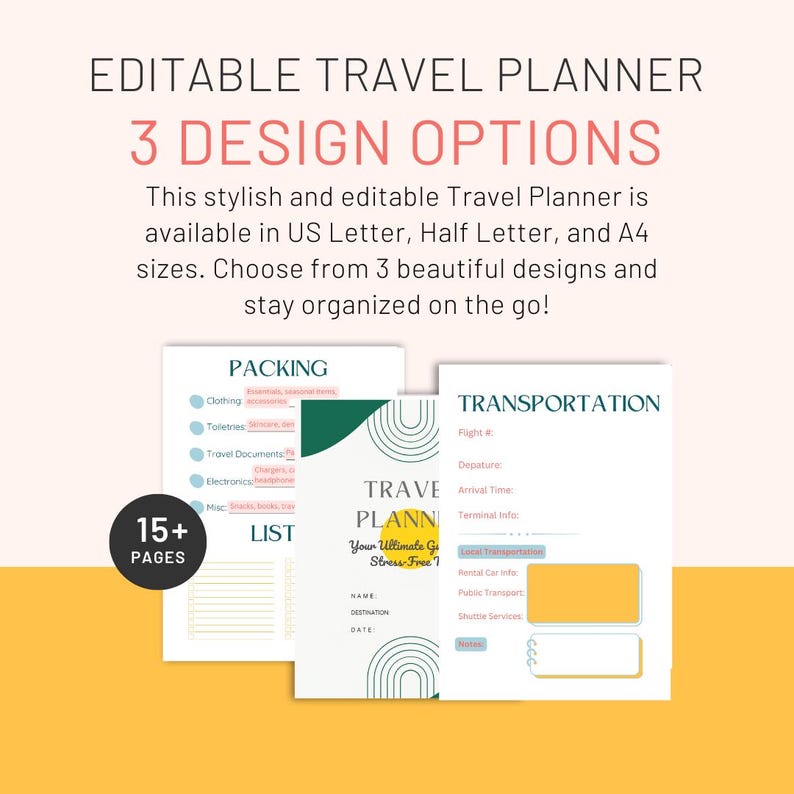 Editable Travel Planner Canva Template: Budget Tracker & Itineraries ...