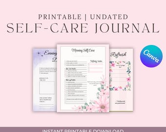 Planificador de autocuidado y páginas para colorear / Diario de bienestar imprimible para atención plena y relajación