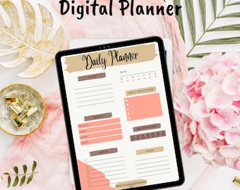 Planificador digital minimalista para GoodNotes: PDF sin fecha y con hipervínculos / Agenda diaria, semanal y mensual / Compatible con iPad