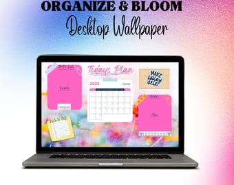 Fondo de pantalla minimalista para organizador de escritorio: Calendario rosa y lavanda (descarga digital)