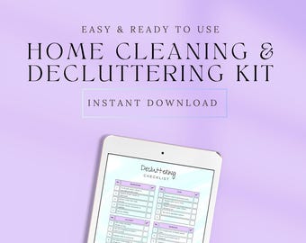 Kit de limpieza del hogar imprimible / Tabla de tareas, lista de verificación para ordenar y programa de limpieza (PDF)